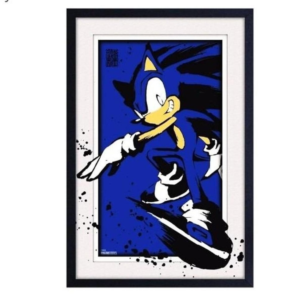 Sonic Poster Frame Hedgehog Poster Blue 11 x 17 inch Wall Art Boy Gameroom